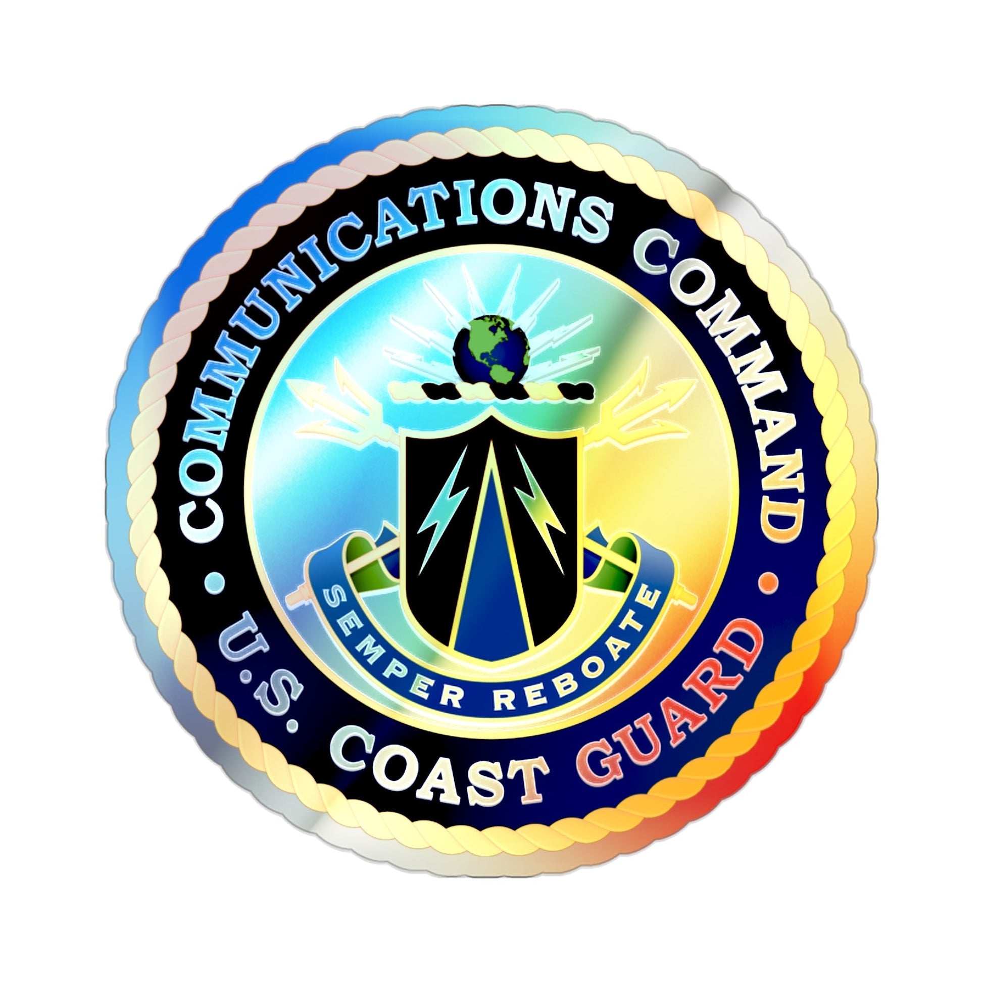 USCG Communications Command (U.S. Coast Guard) Holographic STICKER Die-Cut Vinyl Decal-2 Inch-The Sticker Space