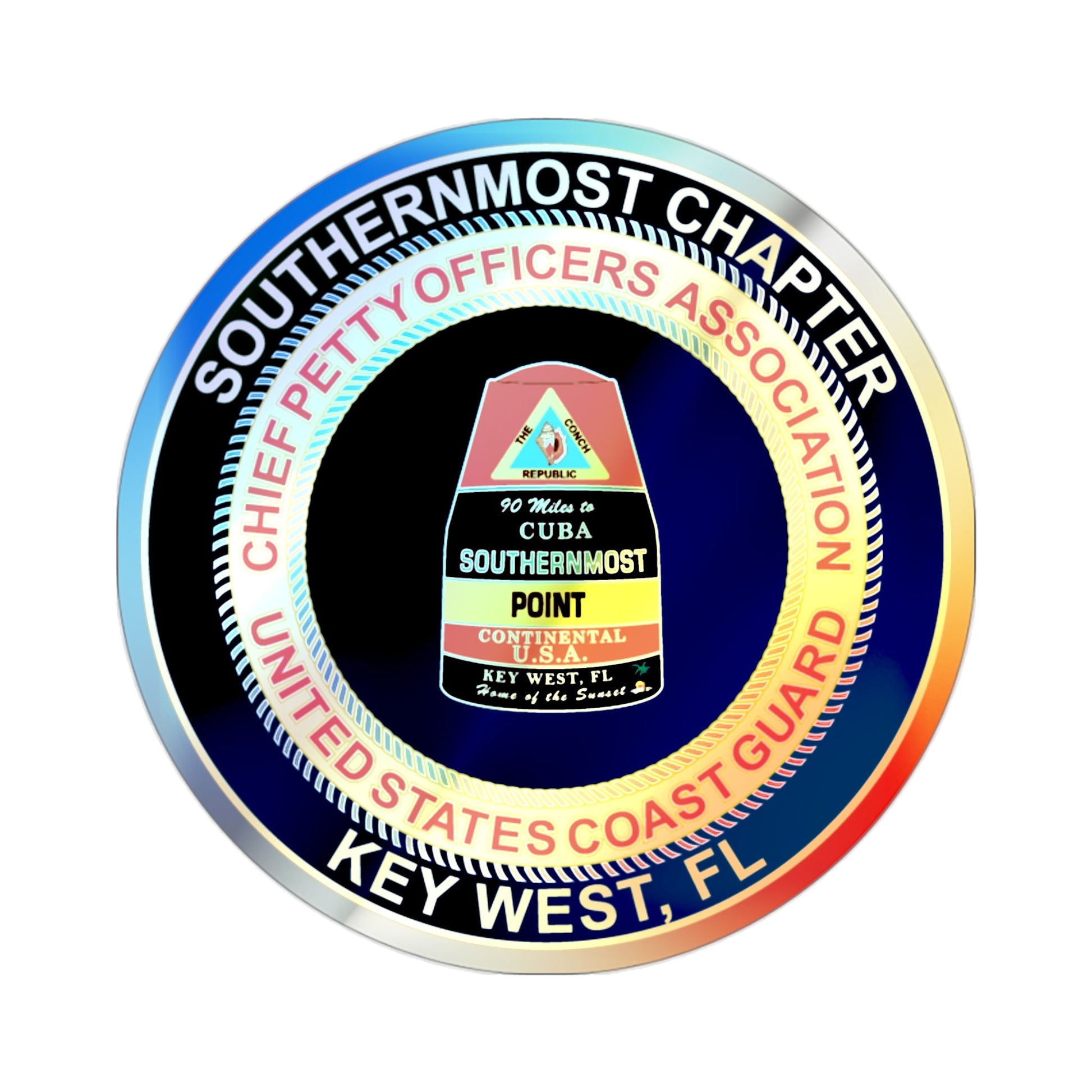 USCG CPOA Key West FL Southernmost Chapter (U.S. Coast Guard) Holographic STICKER Die-Cut Vinyl Decal-2 Inch-The Sticker Space