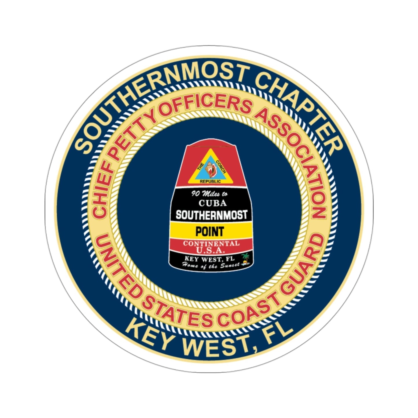 USCG CPOA Key West FL Southernmost Chapter (U.S. Coast Guard) STICKER Vinyl Die-Cut Decal-3 Inch-The Sticker Space