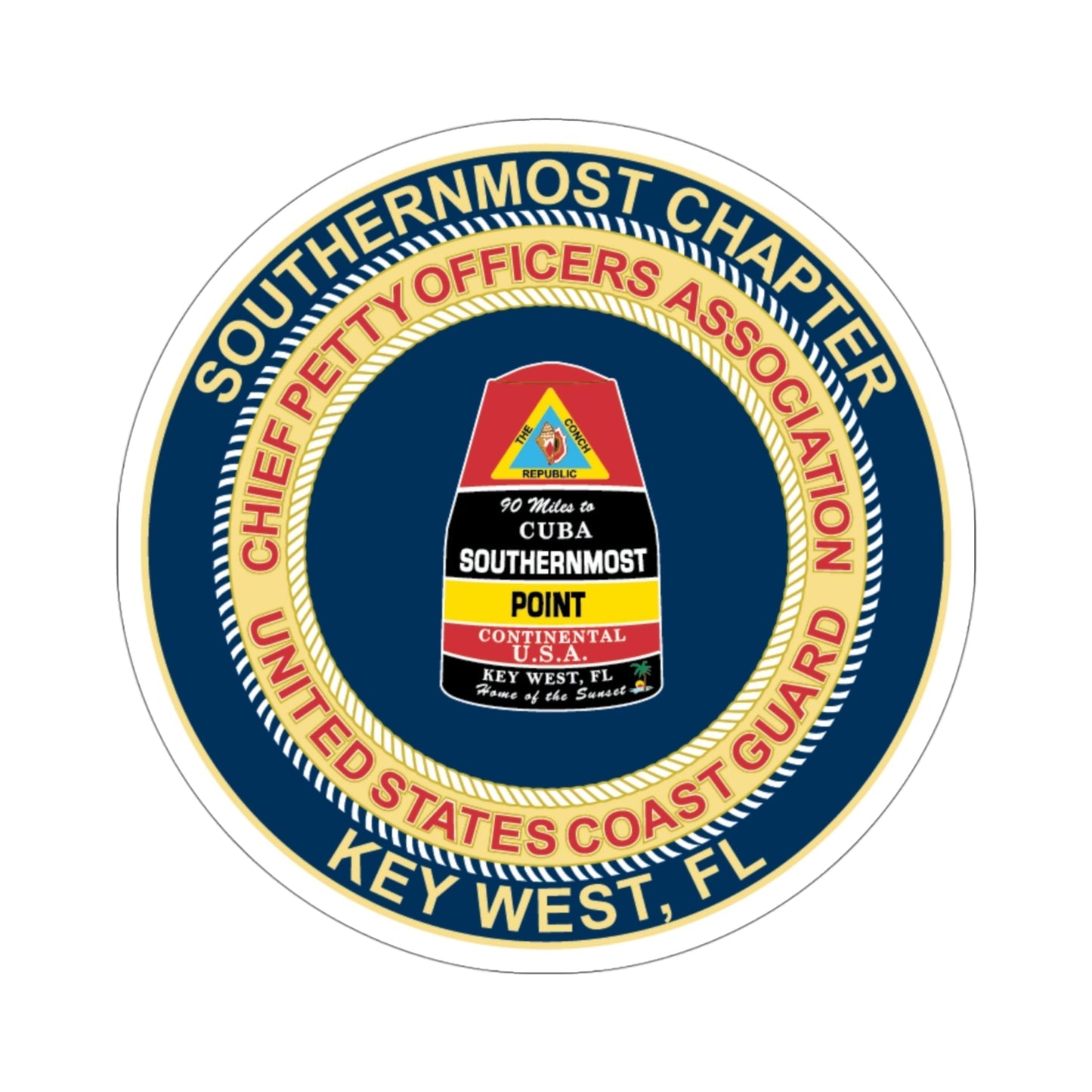 USCG CPOA Key West FL Southernmost Chapter (U.S. Coast Guard) STICKER Vinyl Die-Cut Decal-4 Inch-The Sticker Space