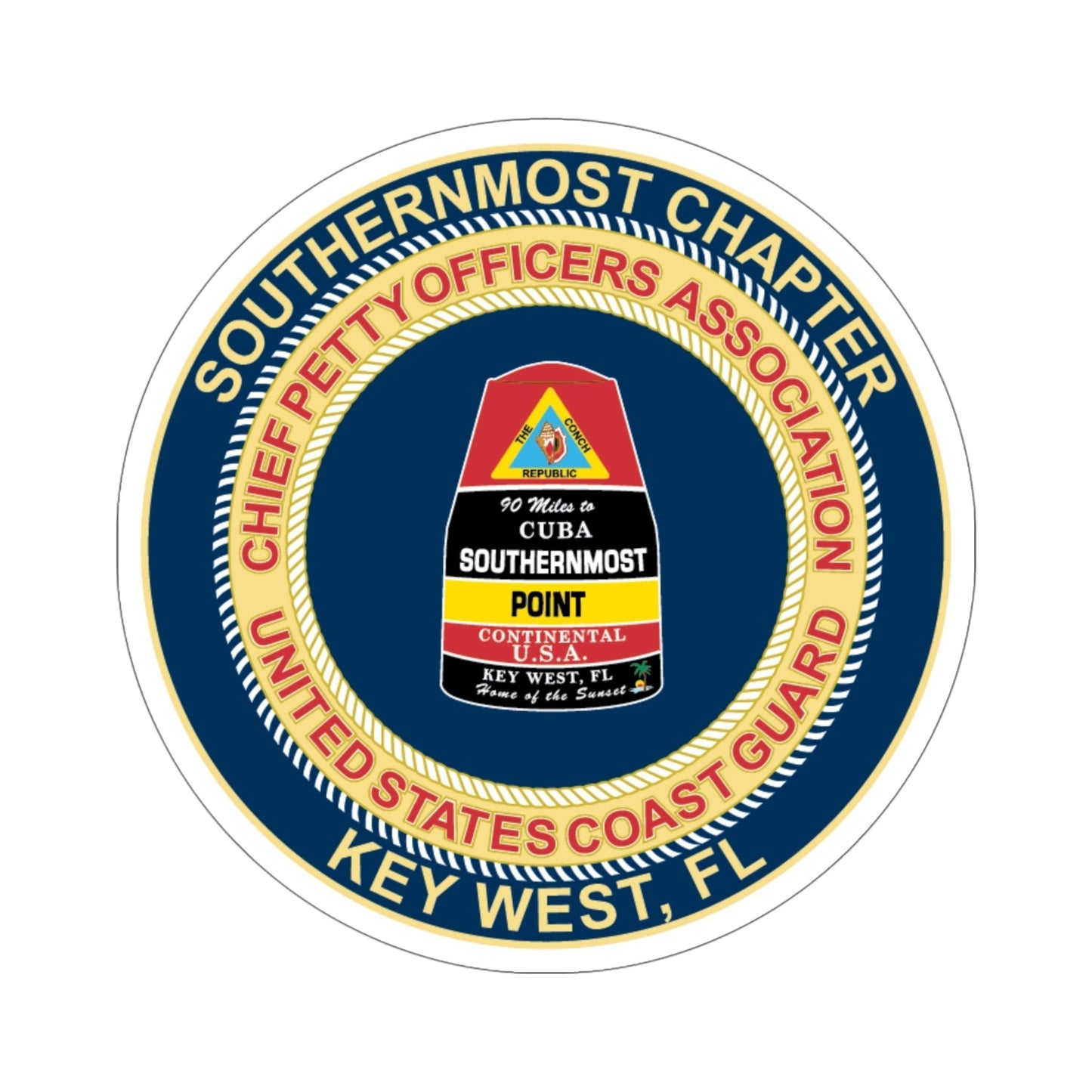 USCG CPOA Key West FL Southernmost Chapter (U.S. Coast Guard) STICKER Vinyl Die-Cut Decal-6 Inch-The Sticker Space