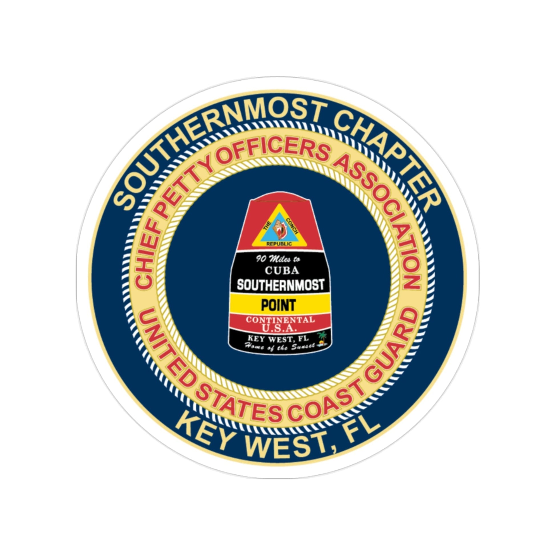 USCG CPOA Key West FL Southernmost Chapter (U.S. Coast Guard) Transparent STICKER Die-Cut Vinyl Decal-2 Inch-The Sticker Space
