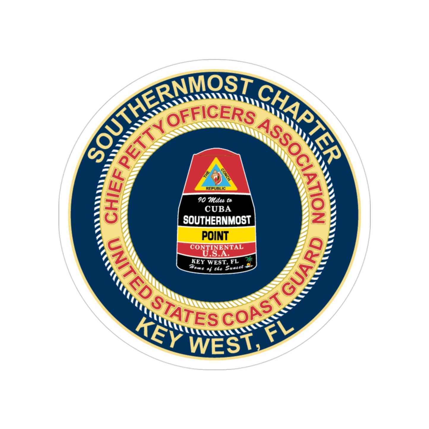 USCG CPOA Key West FL Southernmost Chapter (U.S. Coast Guard) Transparent STICKER Die-Cut Vinyl Decal-3 Inch-The Sticker Space