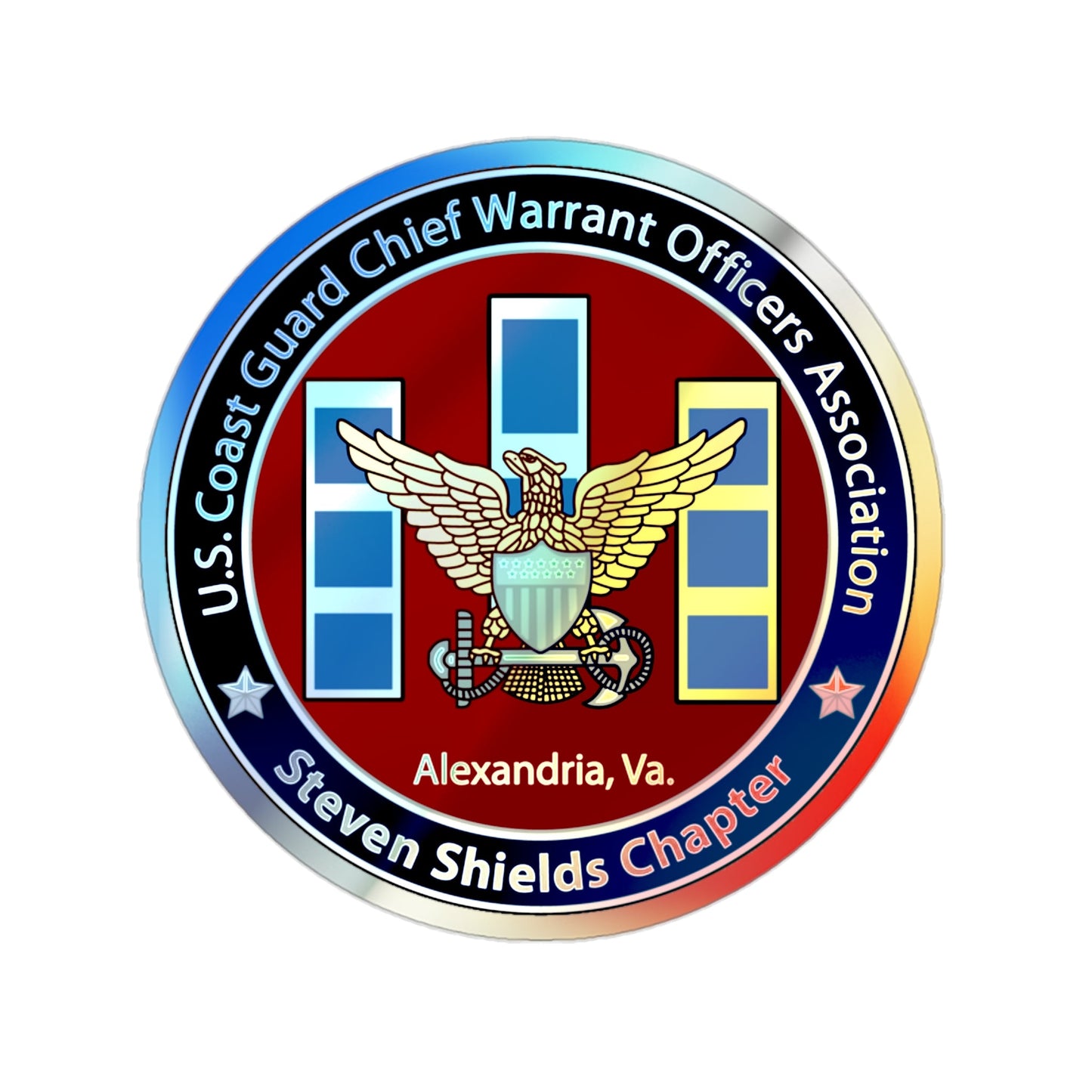 USCG CWO Assoc Steven Shields Chapter (U.S. Coast Guard) Holographic STICKER Die-Cut Vinyl Decal-2 Inch-The Sticker Space