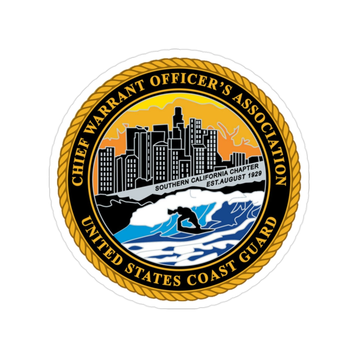 USCG CWO Assoc Surfer (U.S. Coast Guard) Transparent STICKER Die-Cut Vinyl Decal-2 Inch-The Sticker Space