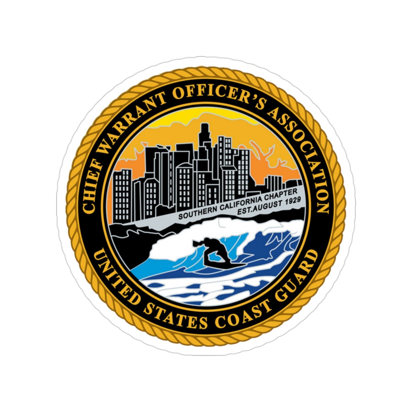 USCG CWO Assoc Surfer (U.S. Coast Guard) Transparent STICKER Die-Cut Vinyl Decal-3 Inch-The Sticker Space