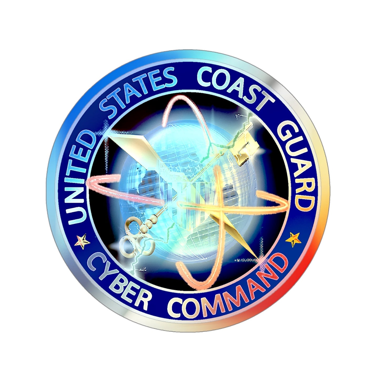 USCG Cyber Command (U.S. Coast Guard) Holographic STICKER Die-Cut Vinyl Decal-4 Inch-The Sticker Space