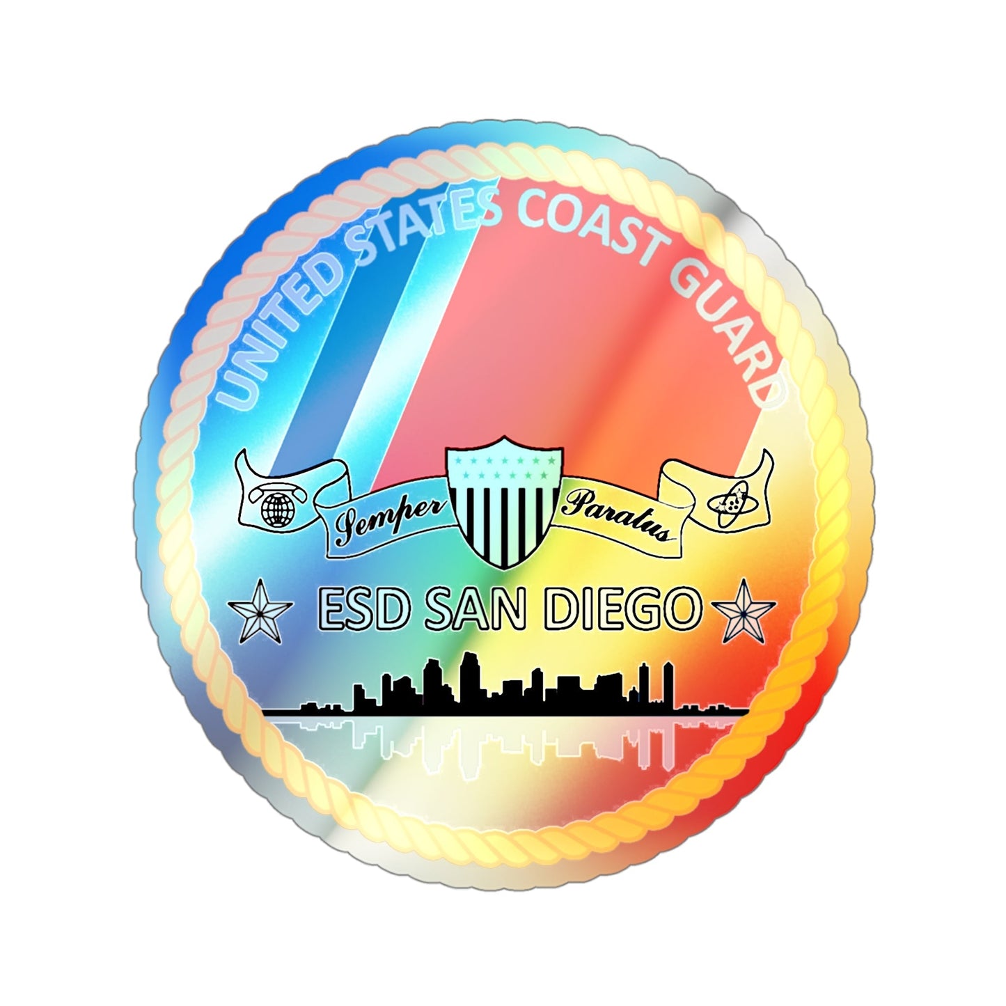 USCG ESD San Diego (U.S. Coast Guard) Holographic STICKER Die-Cut Vinyl Decal-4 Inch-The Sticker Space