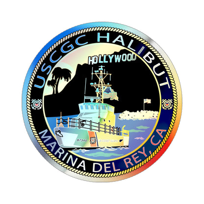 USCG Halibut Marina Del Ray CA (U.S. Coast Guard) Holographic STICKER Die-Cut Vinyl Decal-3 Inch-The Sticker Space
