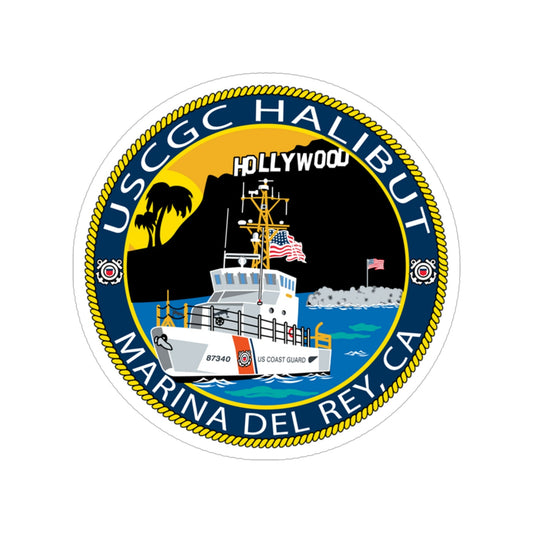 USCG Halibut Marina Del Ray CA (U.S. Coast Guard) Transparent STICKER Die-Cut Vinyl Decal-6 Inch-The Sticker Space