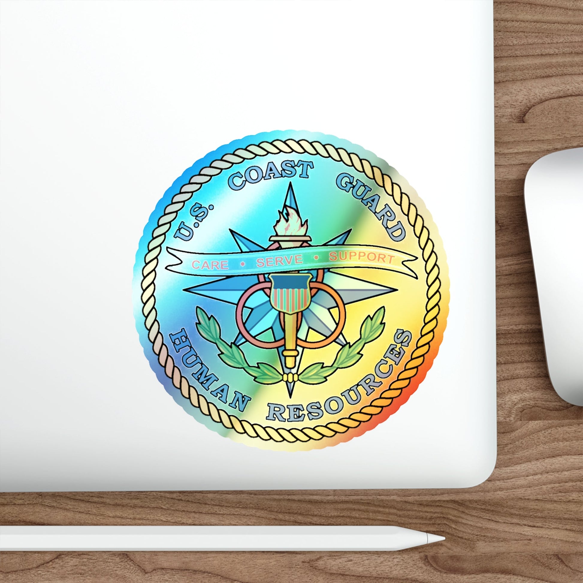 USCG Human Resources (U.S. Coast Guard) Holographic STICKER Die-Cut Vinyl Decal-The Sticker Space