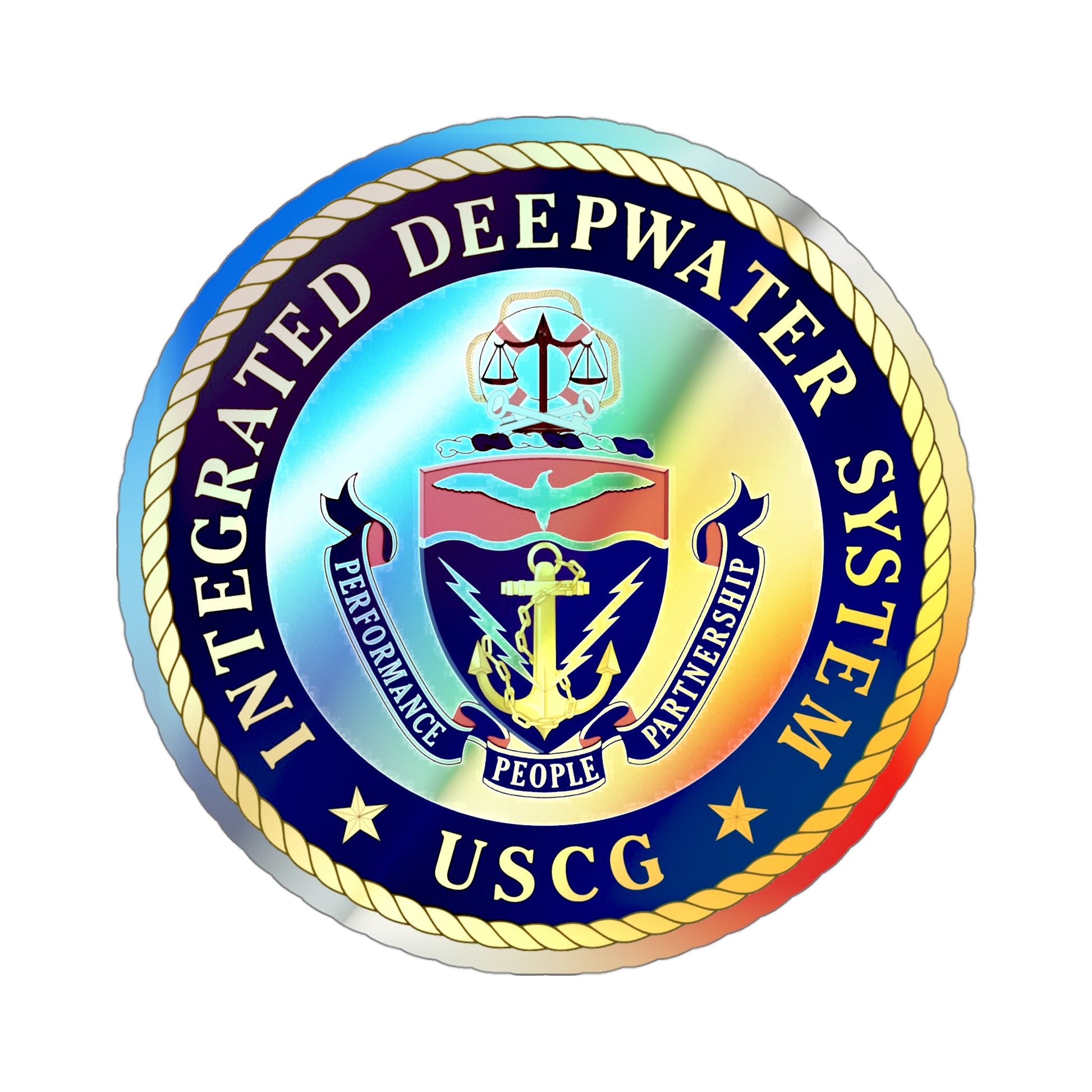 USCG Integrated Deepwater System (U.S. Coast Guard) Holographic STICKER Die-Cut Vinyl Decal-4 Inch-The Sticker Space