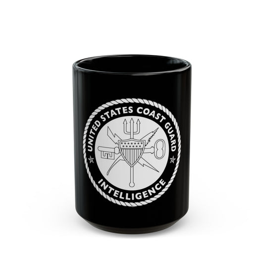 USCG Intelligence 1 color (U.S. Coast Guard) Black Coffee Mug-15oz-The Sticker Space