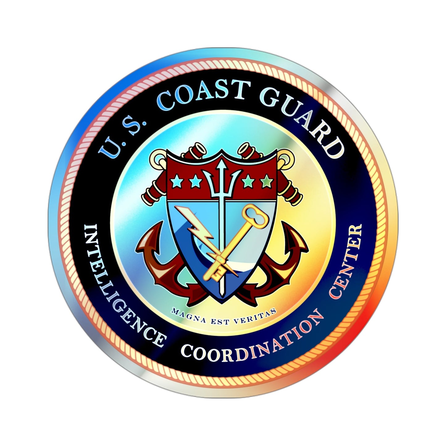 USCG Intelligence Coordination Center (U.S. Coast Guard) Holographic STICKER Die-Cut Vinyl Decal-3 Inch-The Sticker Space