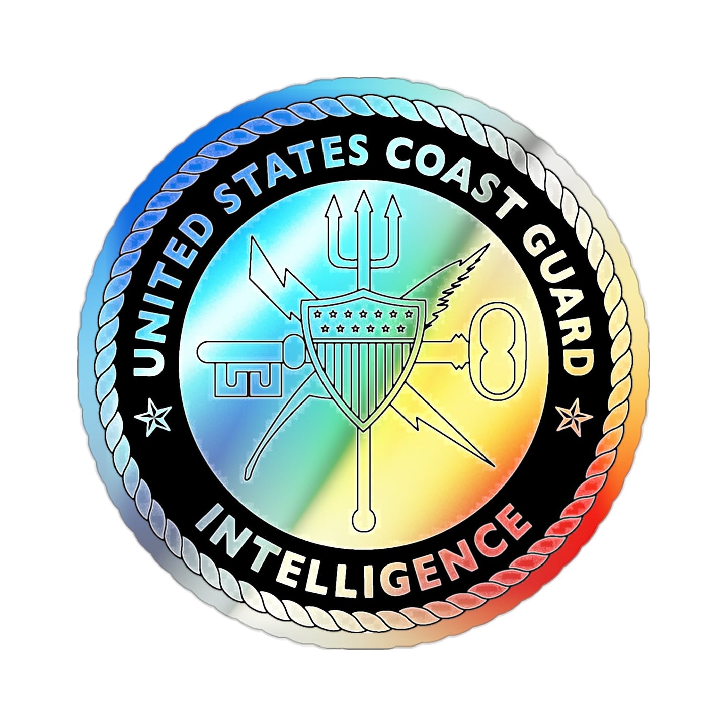 USCG Intelligence (U.S. Coast Guard) Holographic STICKER Die-Cut Vinyl Decal-2 Inch-The Sticker Space