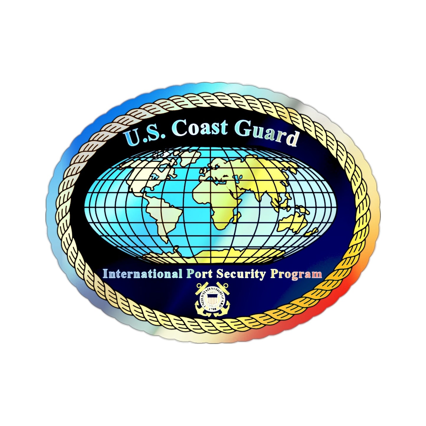 USCG International Port Security Program (U.S. Coast Guard) Holographic STICKER Die-Cut Vinyl Decal-2 Inch-The Sticker Space