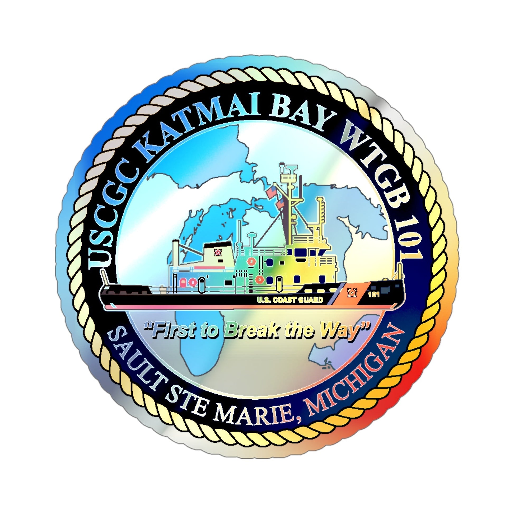 USCG Katmai Bay WTGB 101 (U.S. Coast Guard) Holographic STICKER Die-Cut Vinyl Decal-4 Inch-The Sticker Space