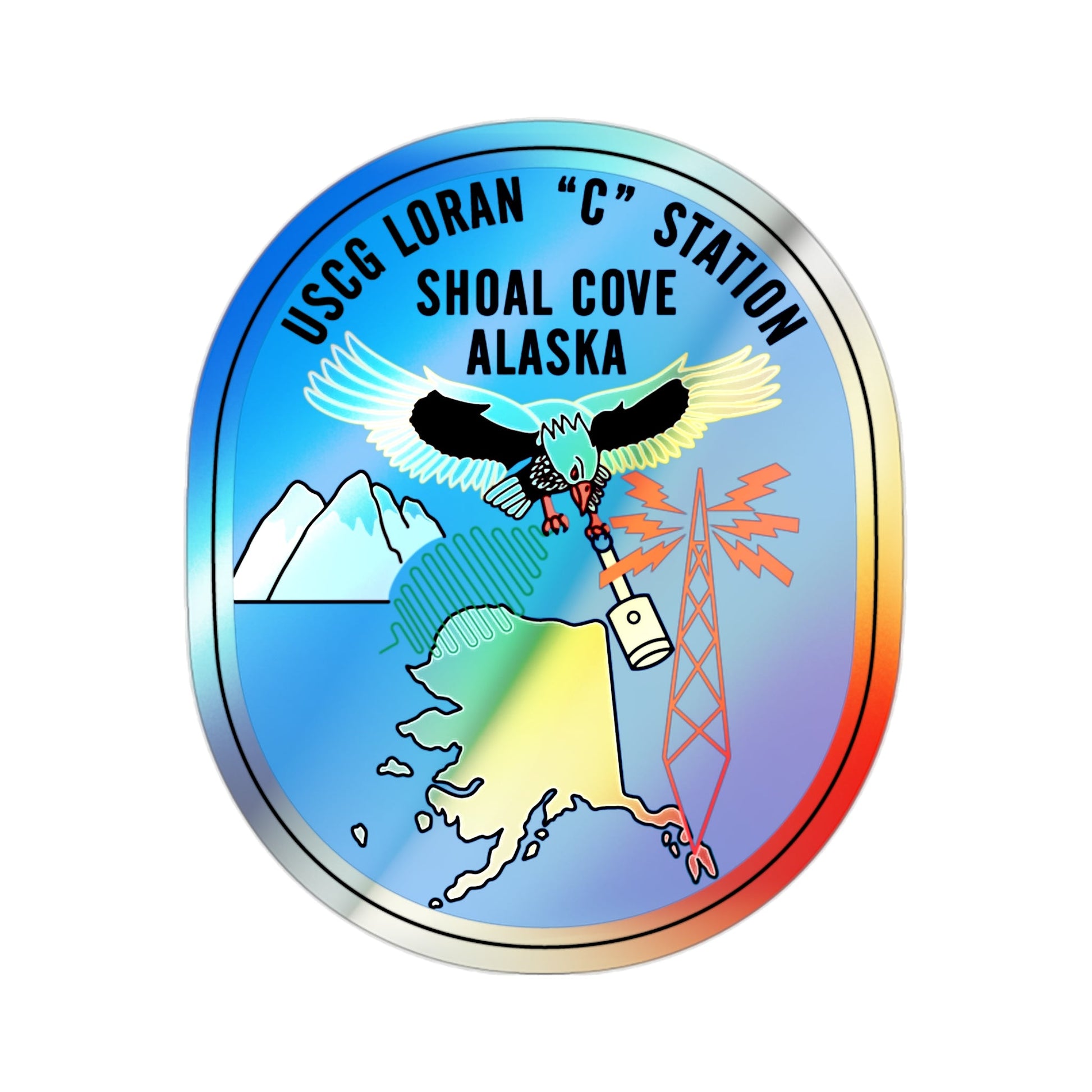 USCG Loran C Station Shoal Cove Alaska (U.S. Coast Guard) Holographic STICKER Die-Cut Vinyl Decal-2 Inch-The Sticker Space