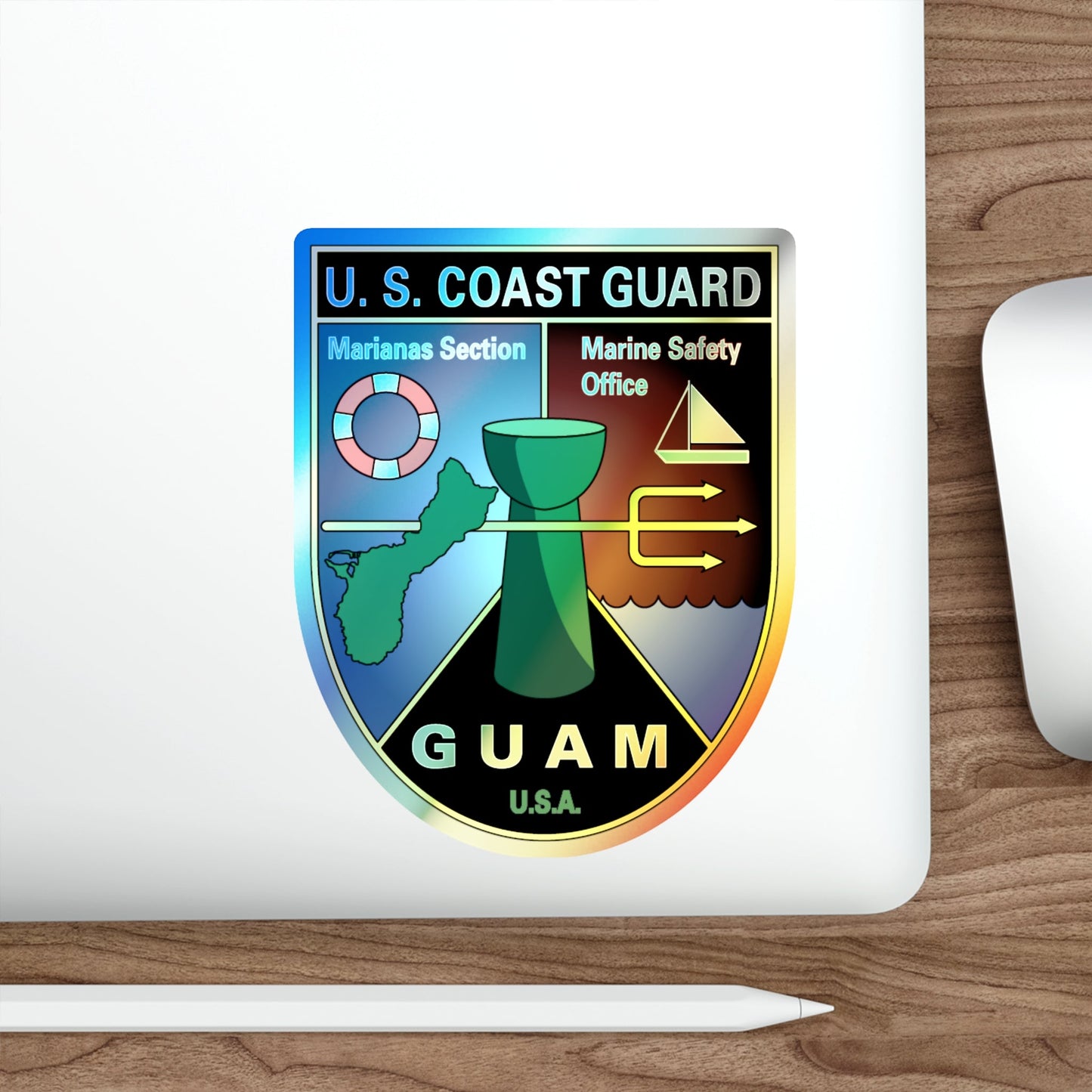 USCG Marianas Sect MSO Guam (U.S. Coast Guard) Holographic STICKER Die-Cut Vinyl Decal-The Sticker Space