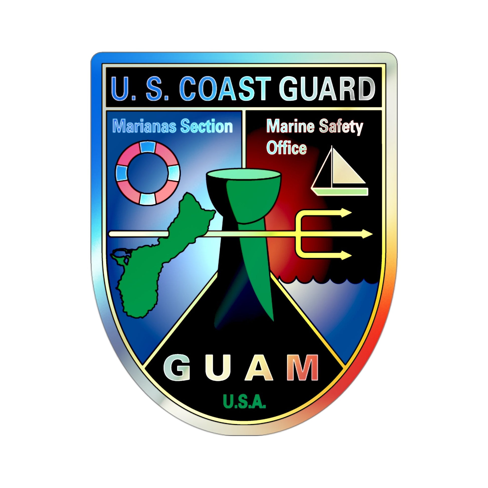 USCG Marianas Sect MSO Guam (U.S. Coast Guard) Holographic STICKER Die-Cut Vinyl Decal-3 Inch-The Sticker Space