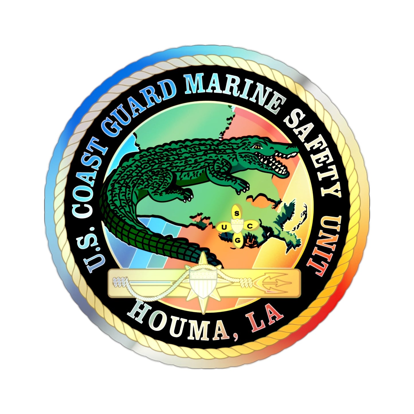 USCG Marine Safety Unit Houma LA (U.S. Coast Guard) Holographic STICKER Die-Cut Vinyl Decal-2 Inch-The Sticker Space