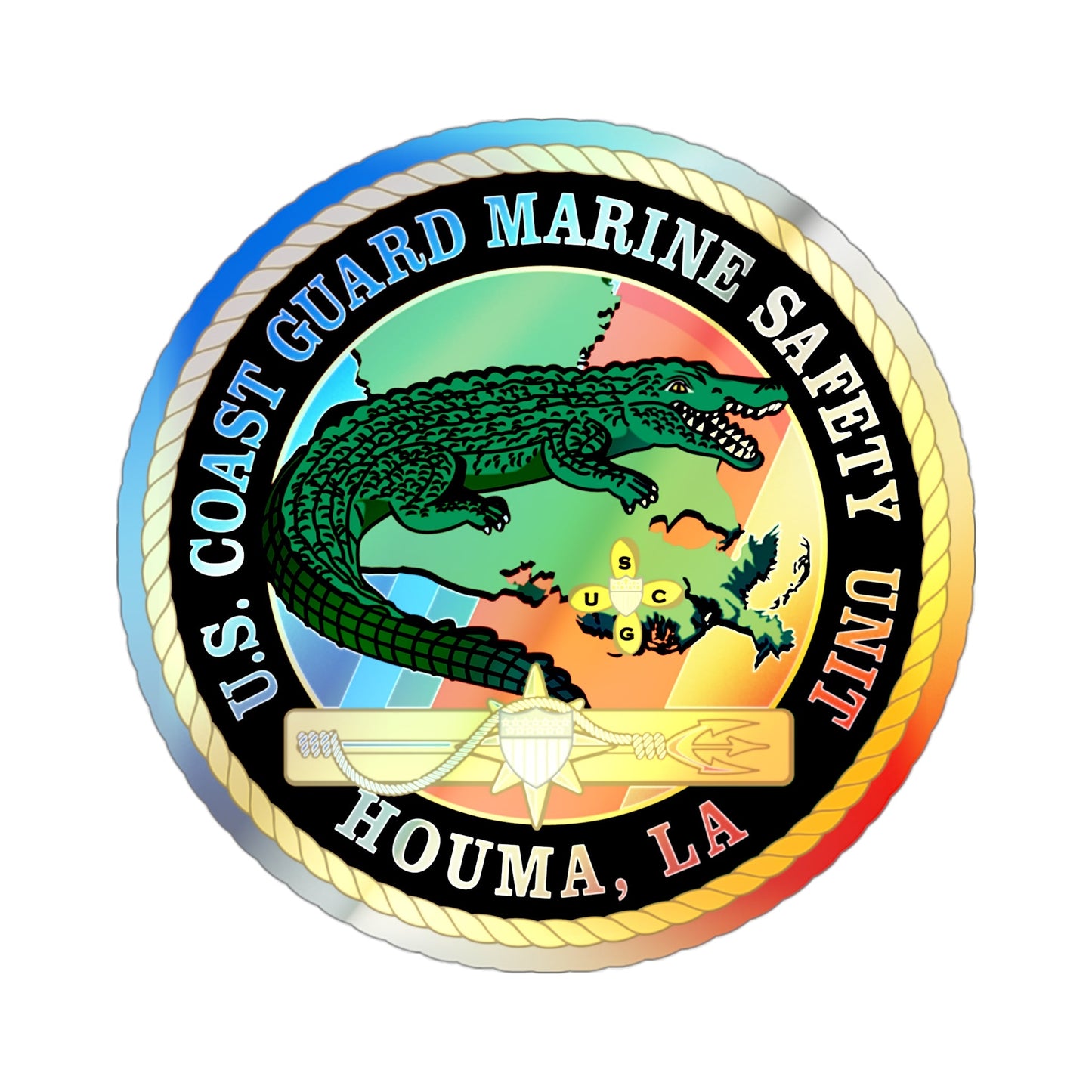 USCG Marine Safety Unit Houma LA (U.S. Coast Guard) Holographic STICKER Die-Cut Vinyl Decal-3 Inch-The Sticker Space