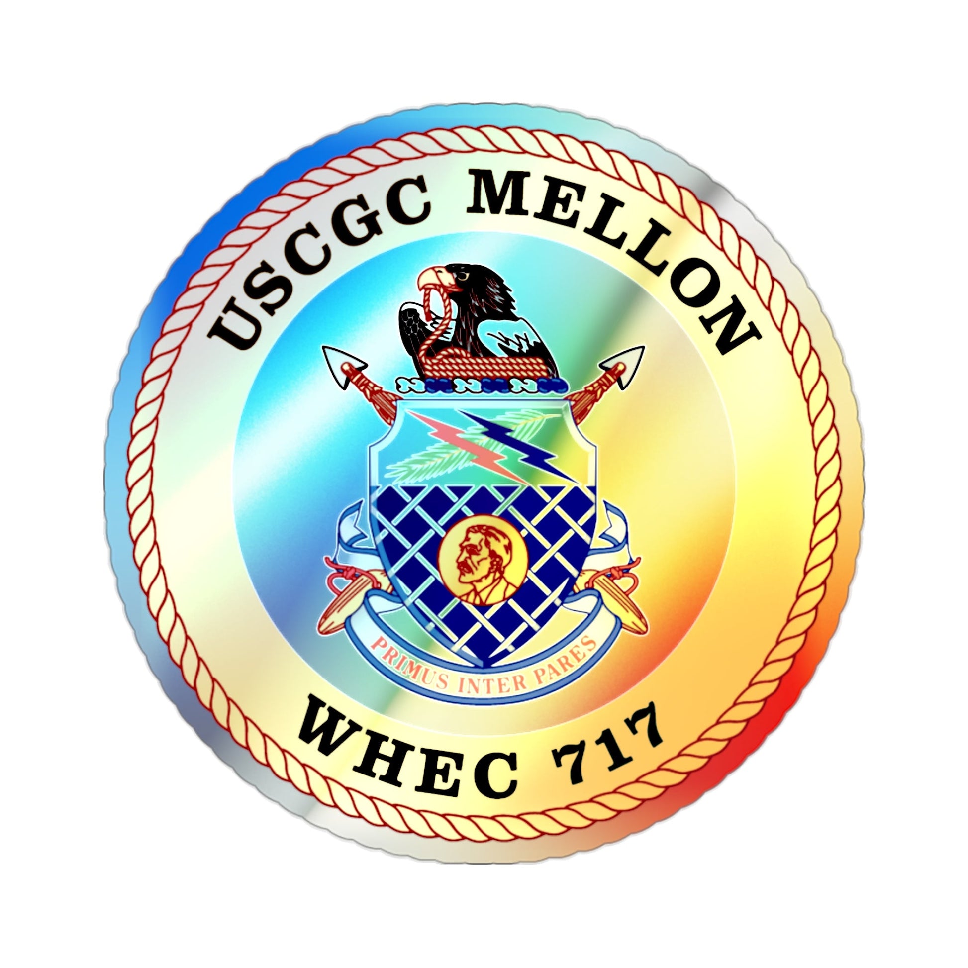 USCG Mellon WHEC 717 Gold Anniversary (U.S. Coast Guard) Holographic STICKER Die-Cut Vinyl Decal-2 Inch-The Sticker Space