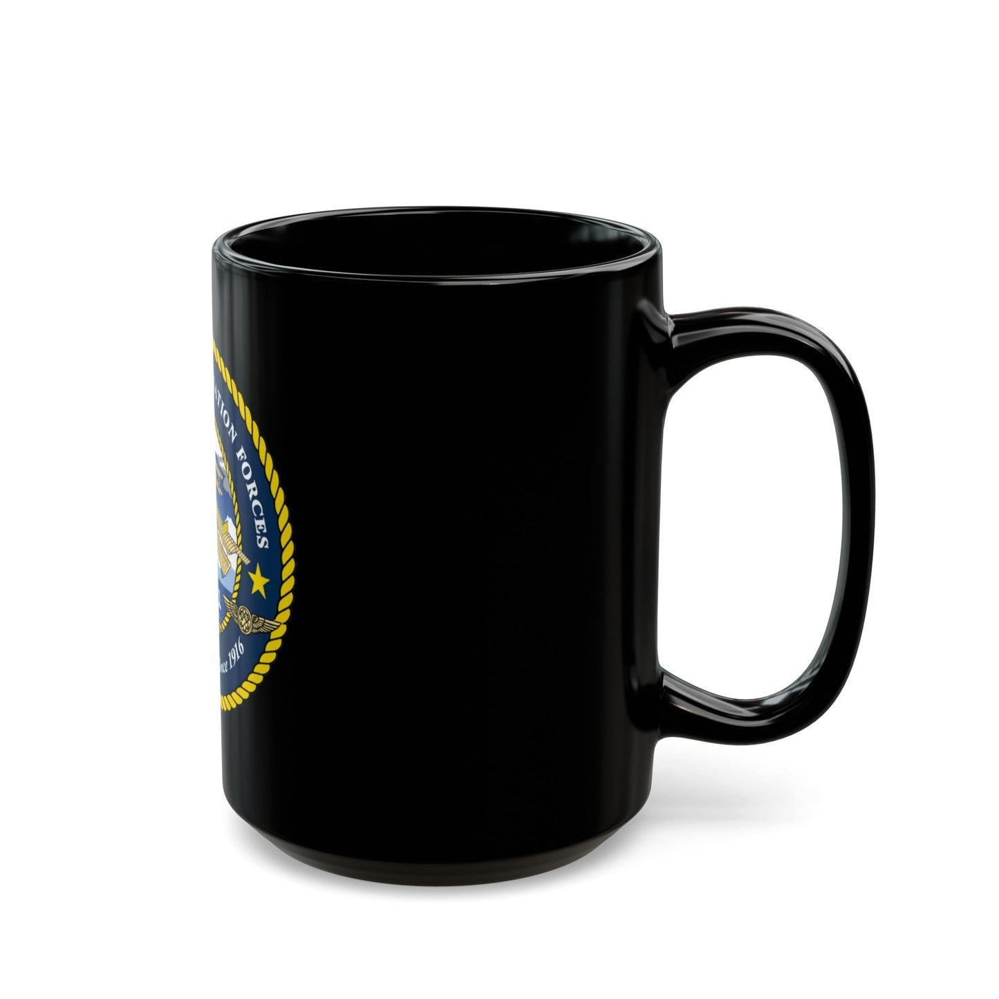 USCG OFFICE OF AVIATION FORCES CG 711 (U.S. Coast Guard) Black Coffee Mug-The Sticker Space