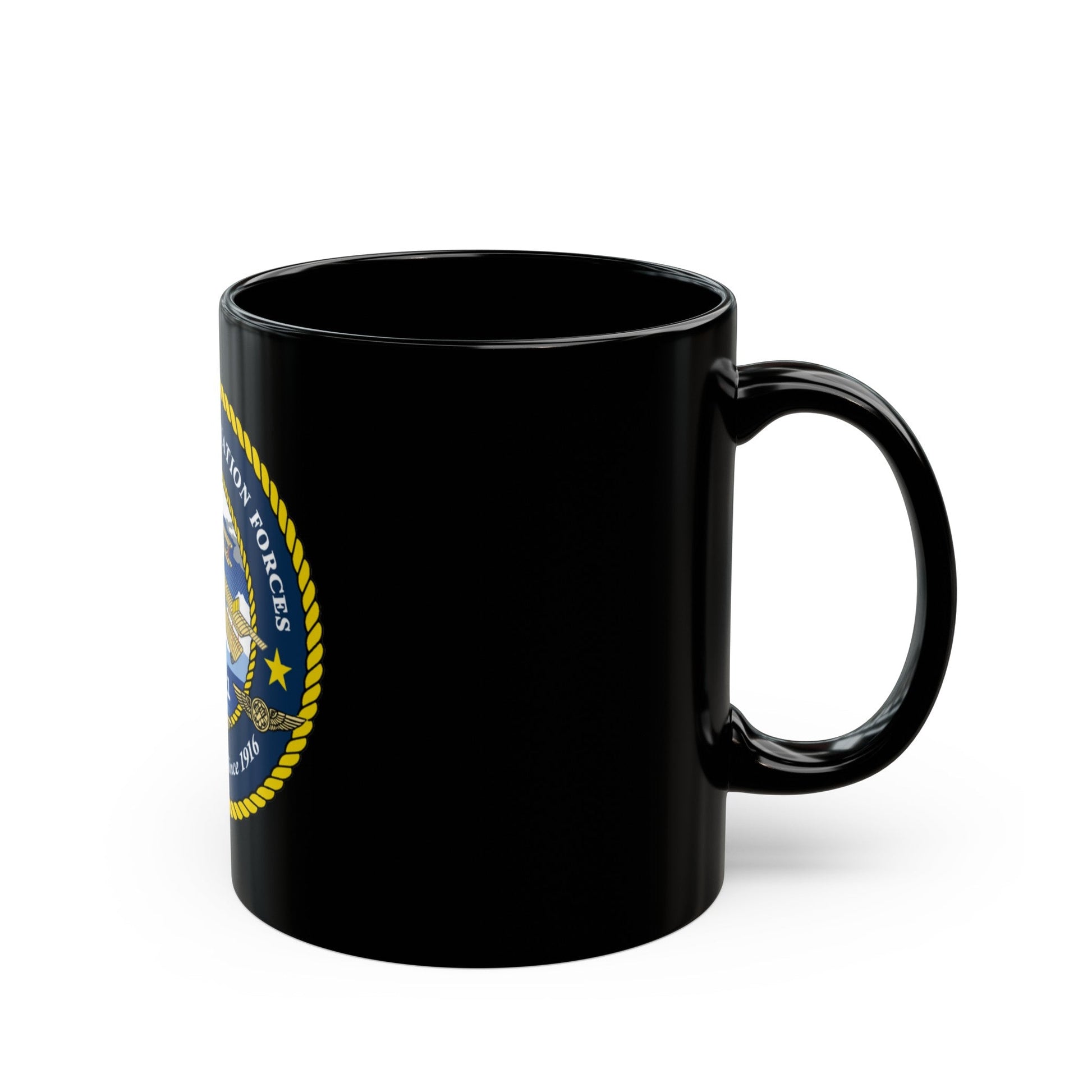USCG OFFICE OF AVIATION FORCES CG 711 (U.S. Coast Guard) Black Coffee Mug-The Sticker Space