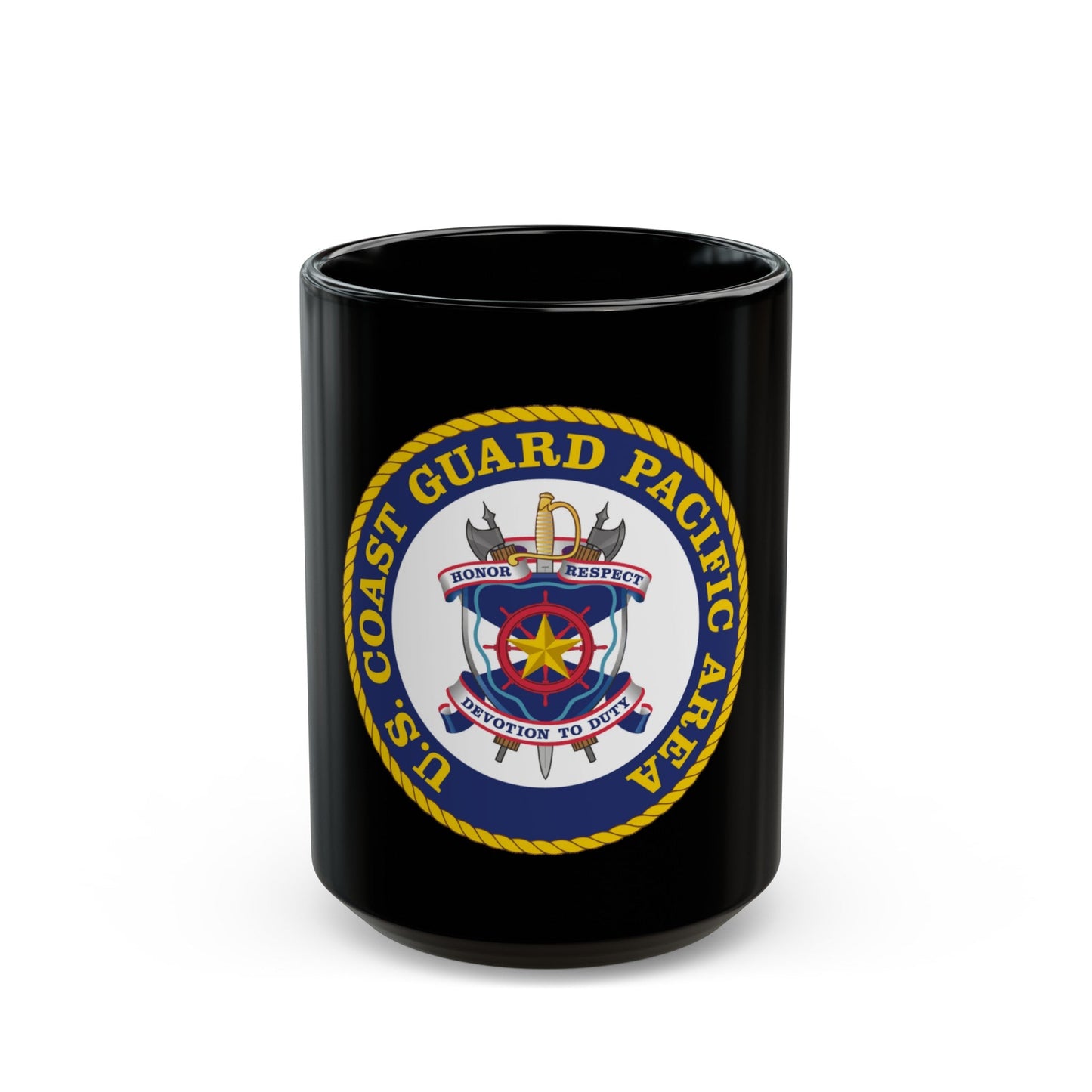 USCG Pacific Area (U.S. Coast Guard) Black Coffee Mug-15oz-The Sticker Space