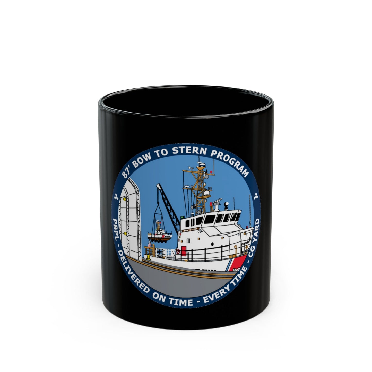 USCG Patrol Boat PBPL Bow to Stern Program (U.S. Coast Guard) Black Coffee Mug-11oz-The Sticker Space