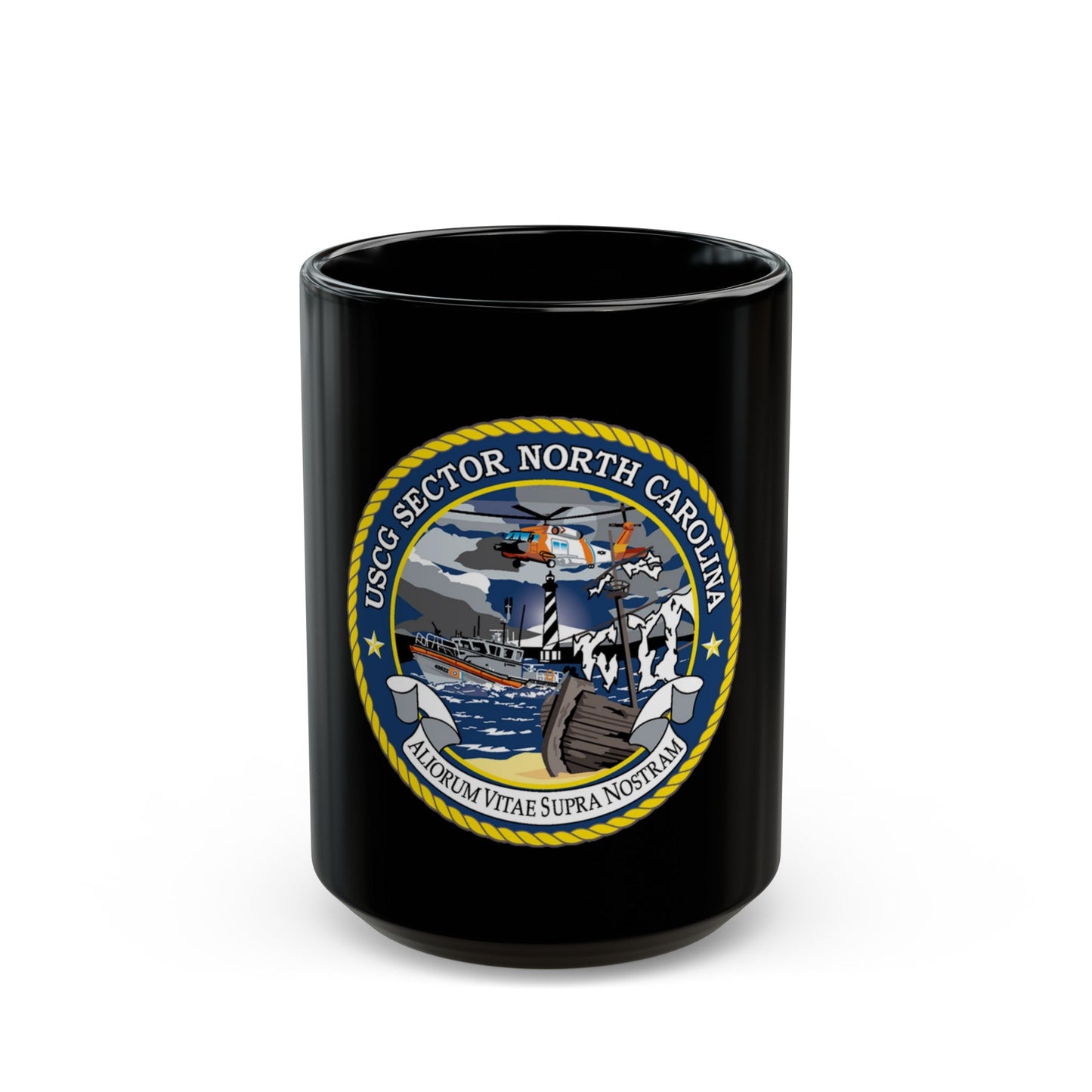 USCG Secctor North Carolina (U.S. Coast Guard) Black Coffee Mug-15oz-The Sticker Space
