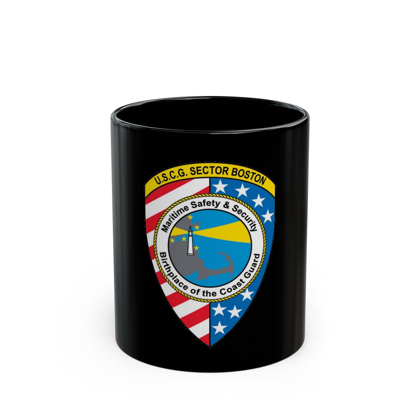 USCG Sector Boston (U.S. Coast Guard) Black Coffee Mug-11oz-The Sticker Space