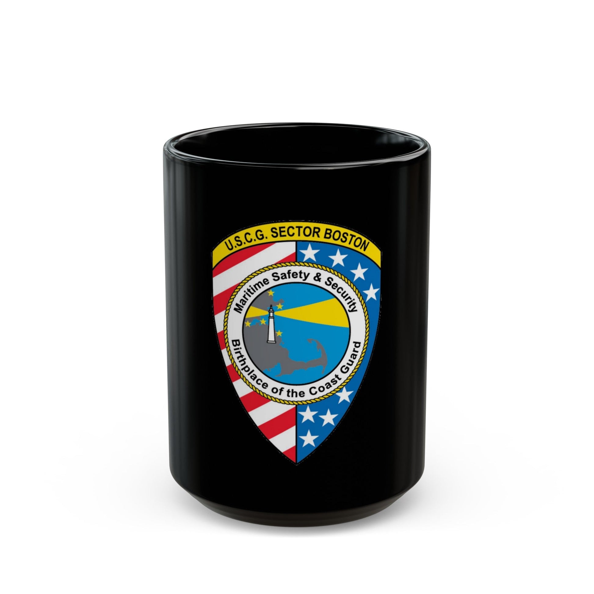 USCG Sector Boston (U.S. Coast Guard) Black Coffee Mug-15oz-The Sticker Space