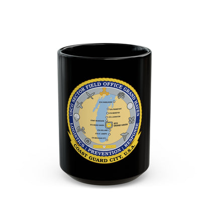 USCG Sector Field Office Grand Haven (U.S. Coast Guard) Black Coffee Mug-15oz-The Sticker Space