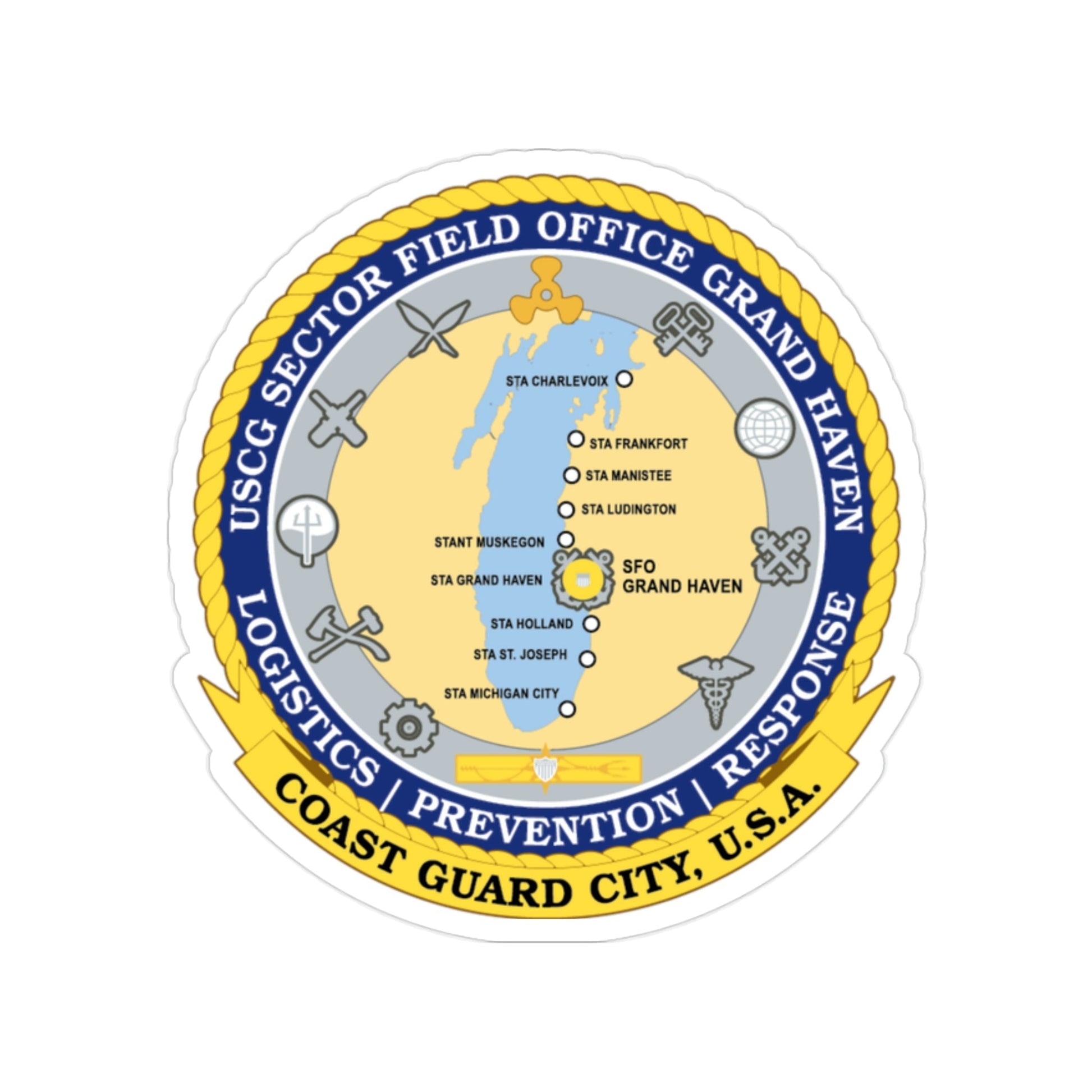 USCG Sector Field Office Grand Haven (U.S. Coast Guard) Transparent STICKER Die-Cut Vinyl Decal-2 Inch-The Sticker Space