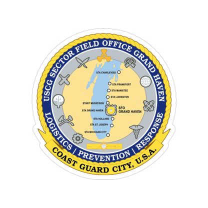 USCG Sector Field Office Grand Haven (U.S. Coast Guard) Transparent STICKER Die-Cut Vinyl Decal-3 Inch-The Sticker Space