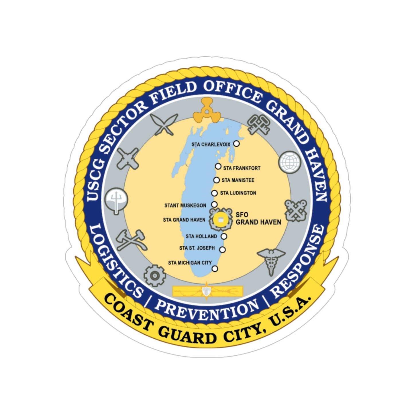 USCG Sector Field Office Grand Haven (U.S. Coast Guard) Transparent STICKER Die-Cut Vinyl Decal-4 Inch-The Sticker Space