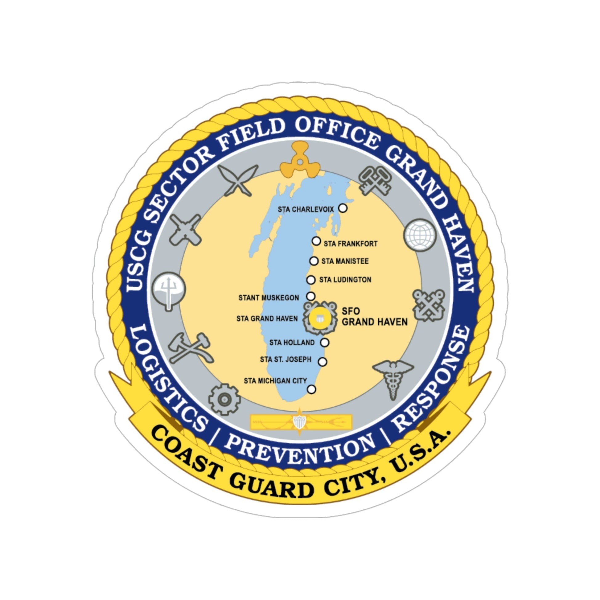 USCG Sector Field Office Grand Haven (U.S. Coast Guard) Transparent STICKER Die-Cut Vinyl Decal-5 Inch-The Sticker Space