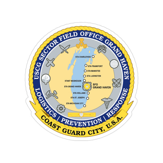 USCG Sector Field Office Grand Haven (U.S. Coast Guard) Transparent STICKER Die-Cut Vinyl Decal-6 Inch-The Sticker Space