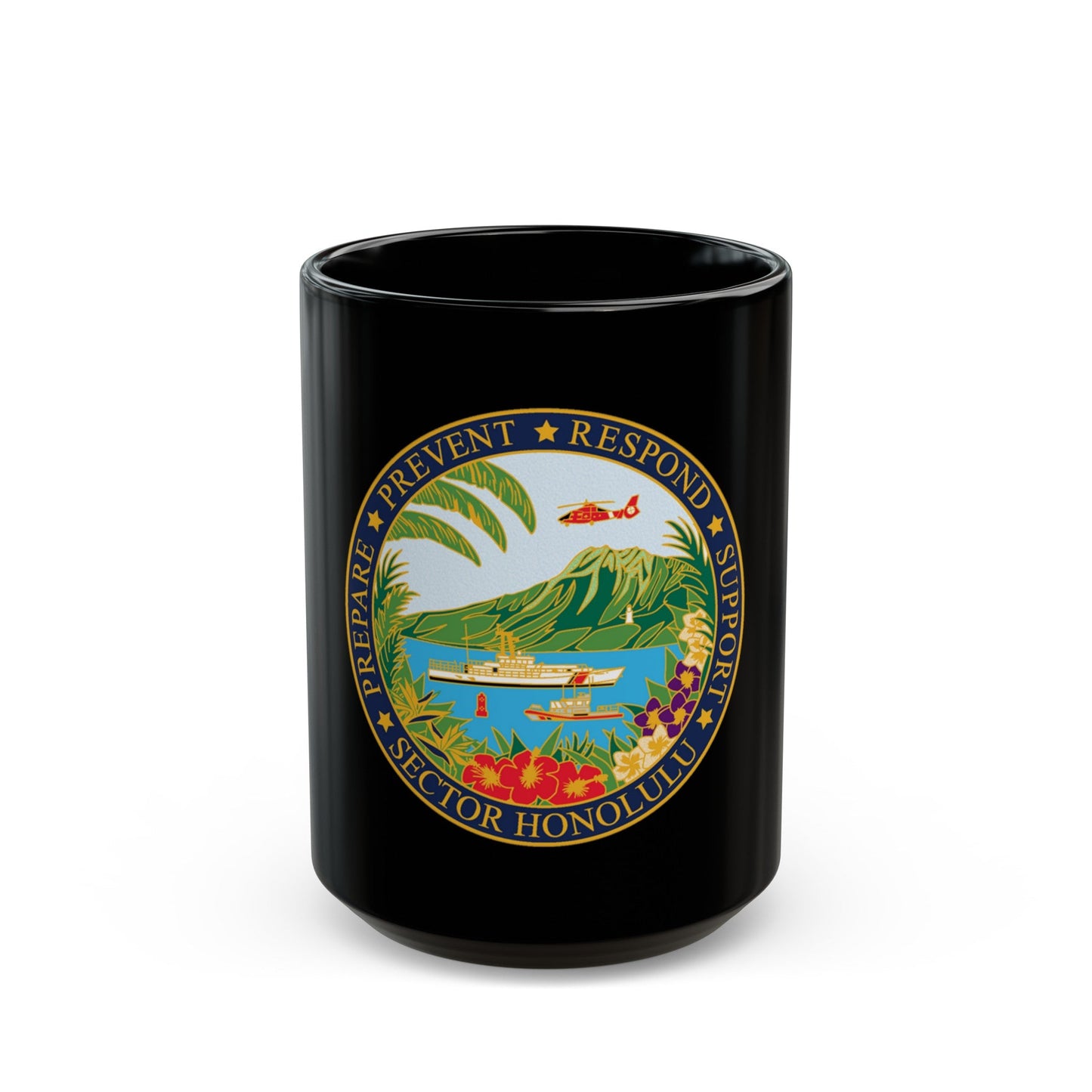 USCG Sector Honolulu (U.S. Coast Guard) Black Coffee Mug-15oz-The Sticker Space