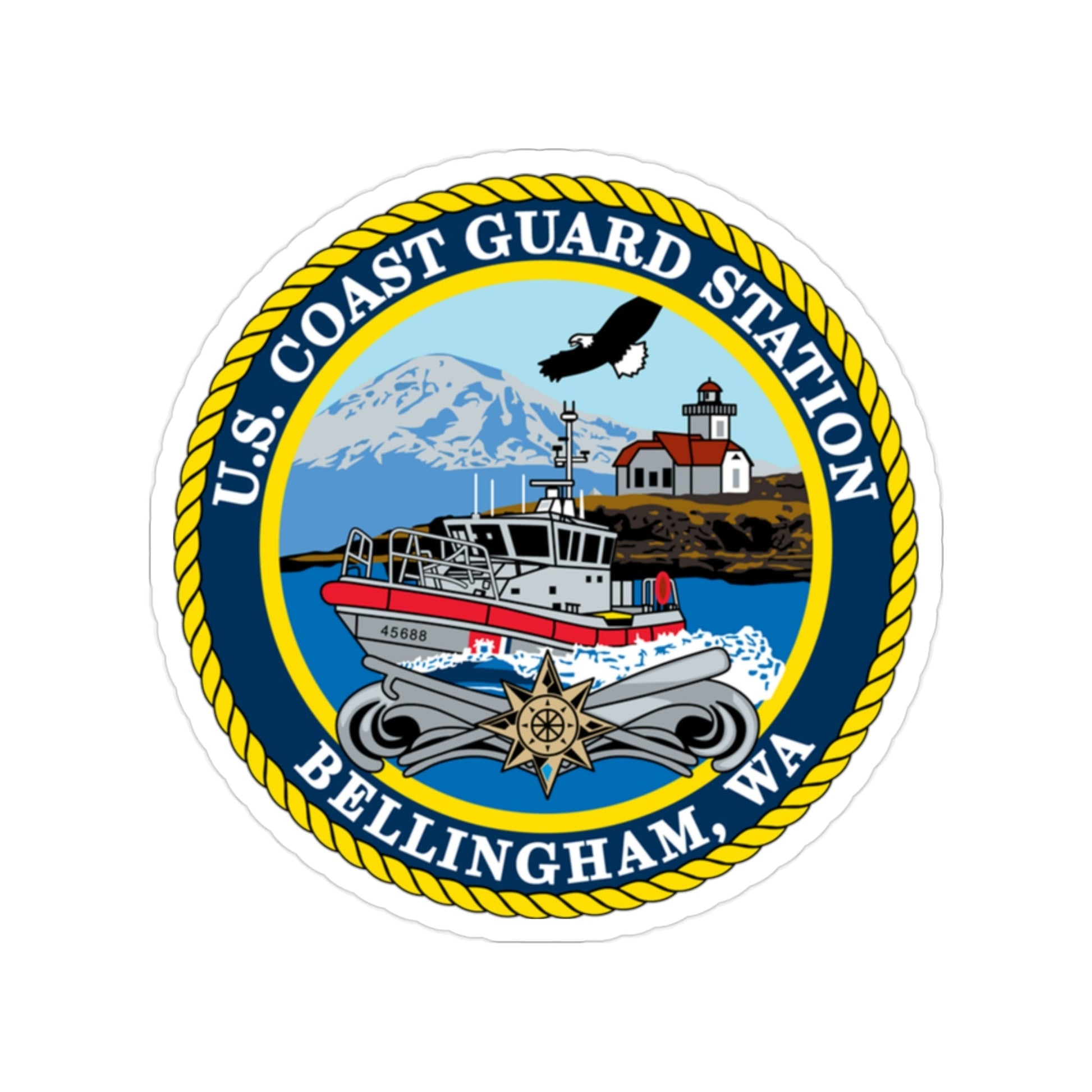 USCG Station Bellingham WA (U.S. Coast Guard) Transparent STICKER Die-Cut Vinyl Decal-2 Inch-The Sticker Space