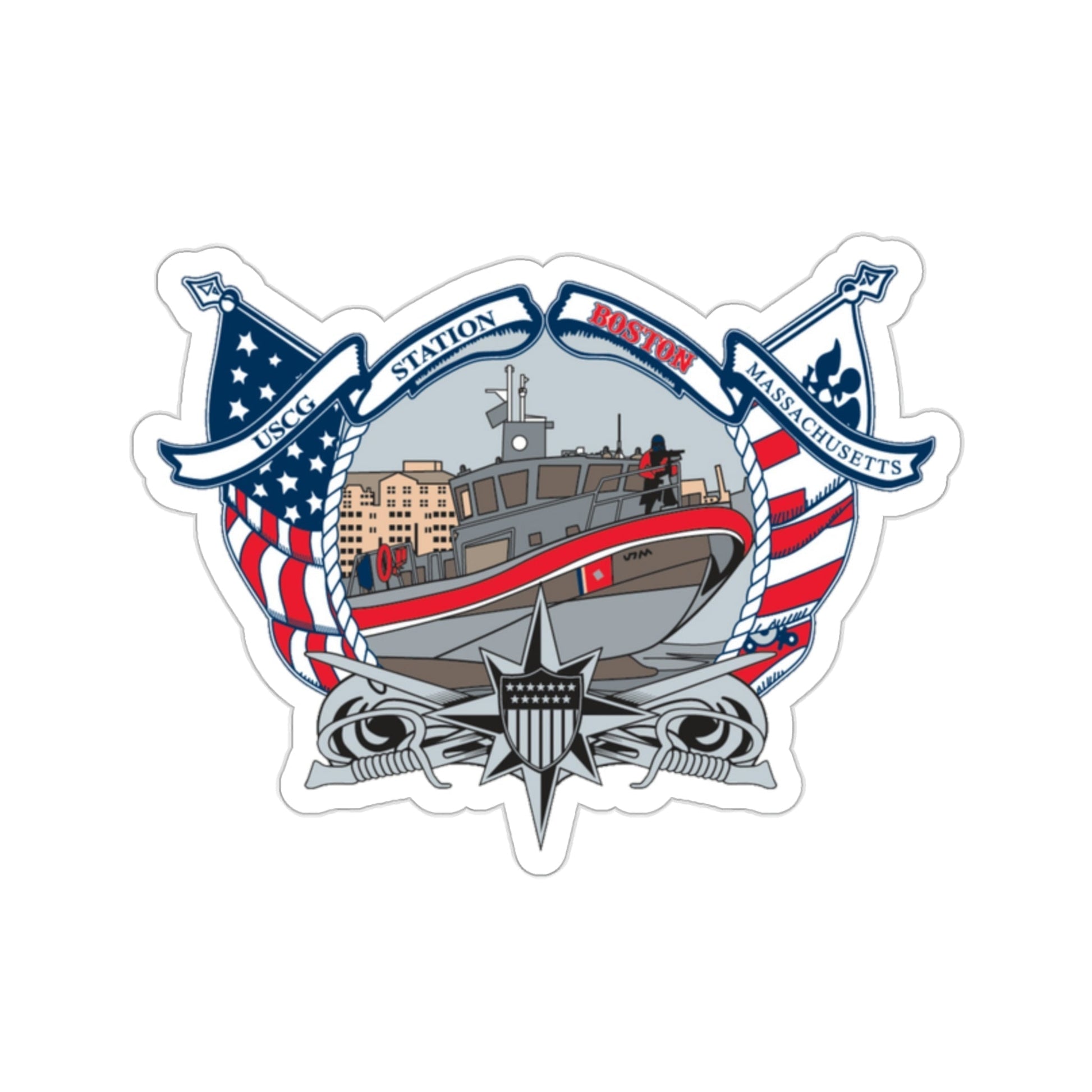 USCG Station Boston (U.S. Coast Guard) STICKER Vinyl Die-Cut Decal-2 Inch-The Sticker Space