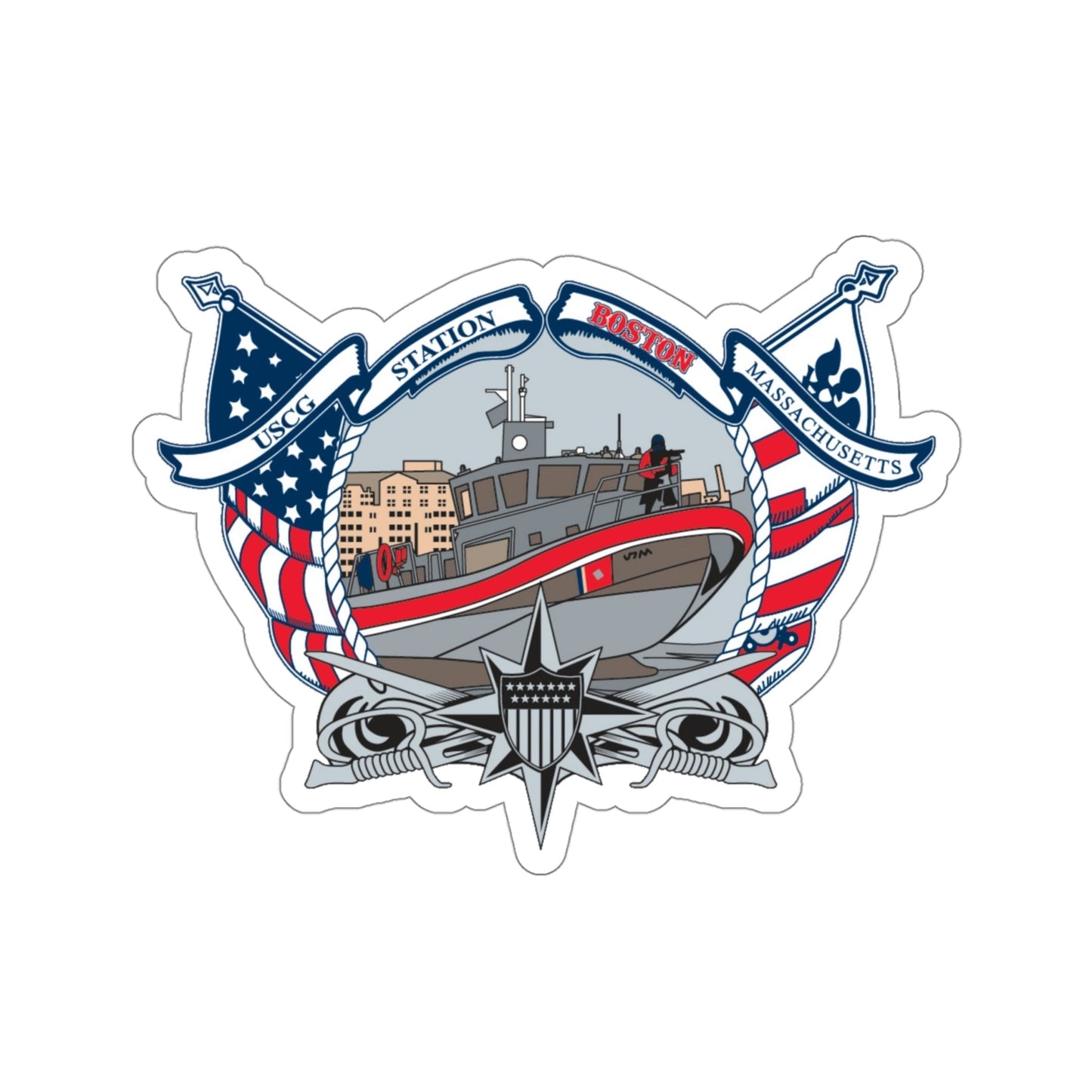 USCG Station Boston (U.S. Coast Guard) STICKER Vinyl Die-Cut Decal-4 Inch-The Sticker Space