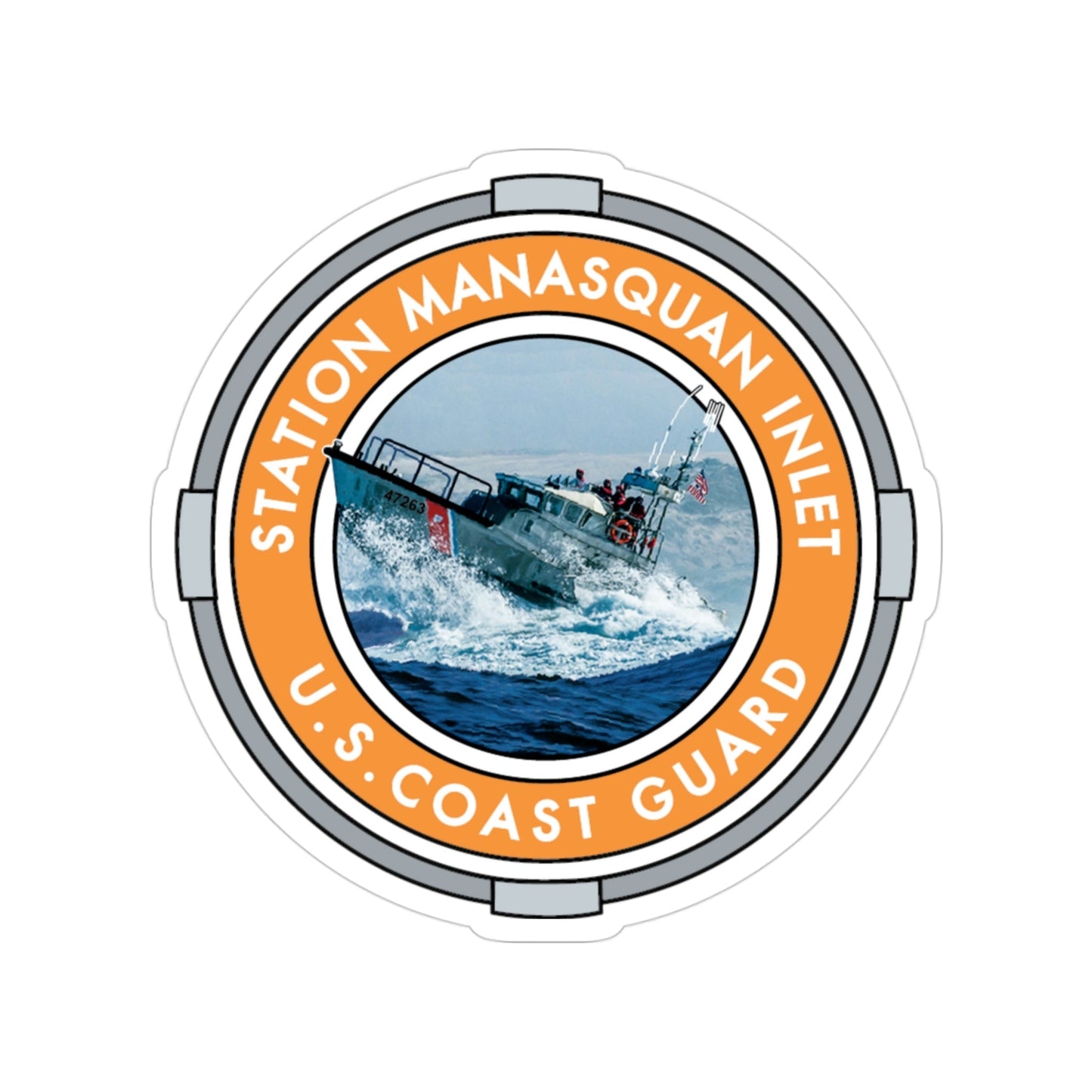 USCG Station Manasquan Inlet (U.S. Coast Guard) Transparent STICKER Die-Cut Vinyl Decal-3 Inch-The Sticker Space