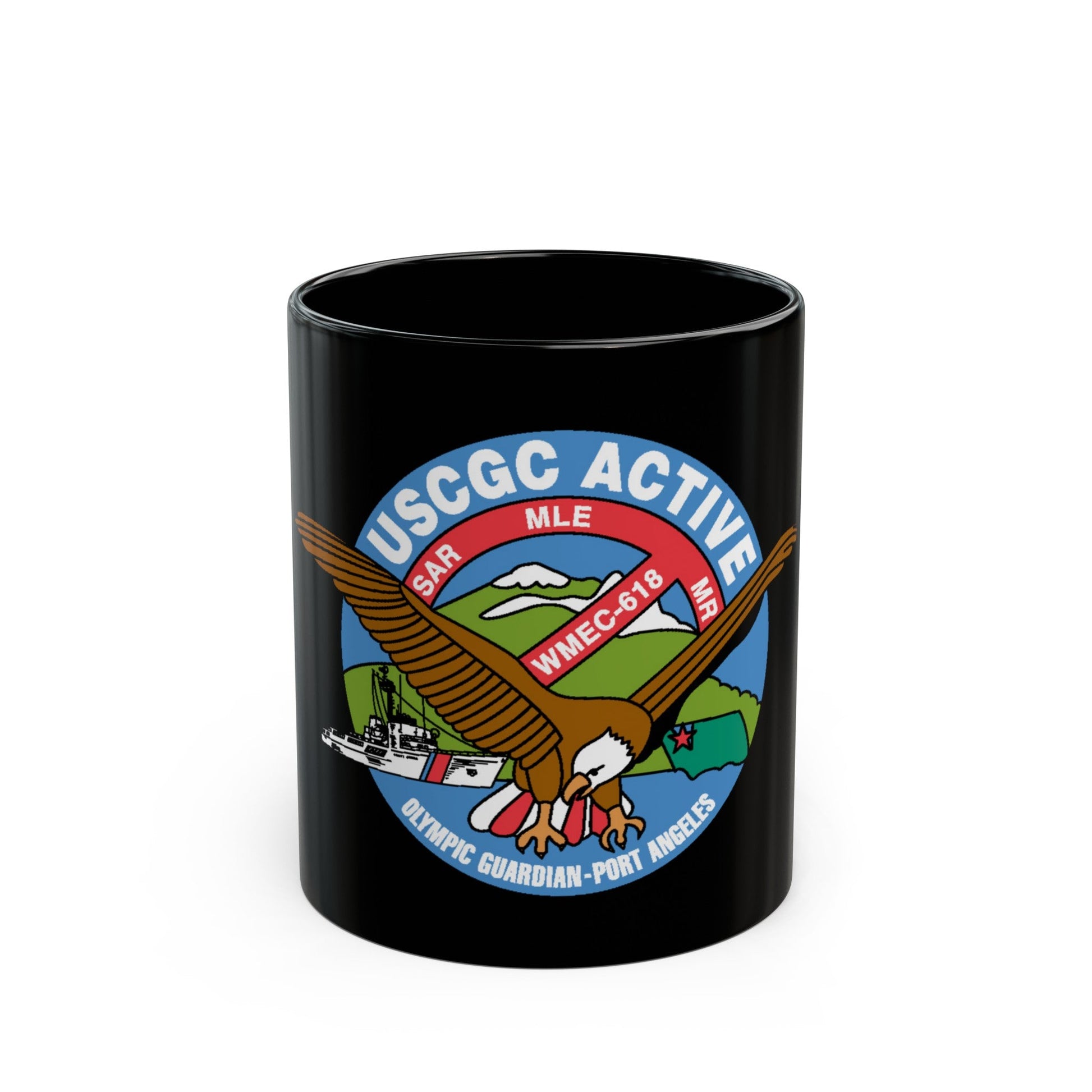 USCGC Active WMEC 618 (U.S. Coast Guard) Black Coffee Mug-11oz-The Sticker Space