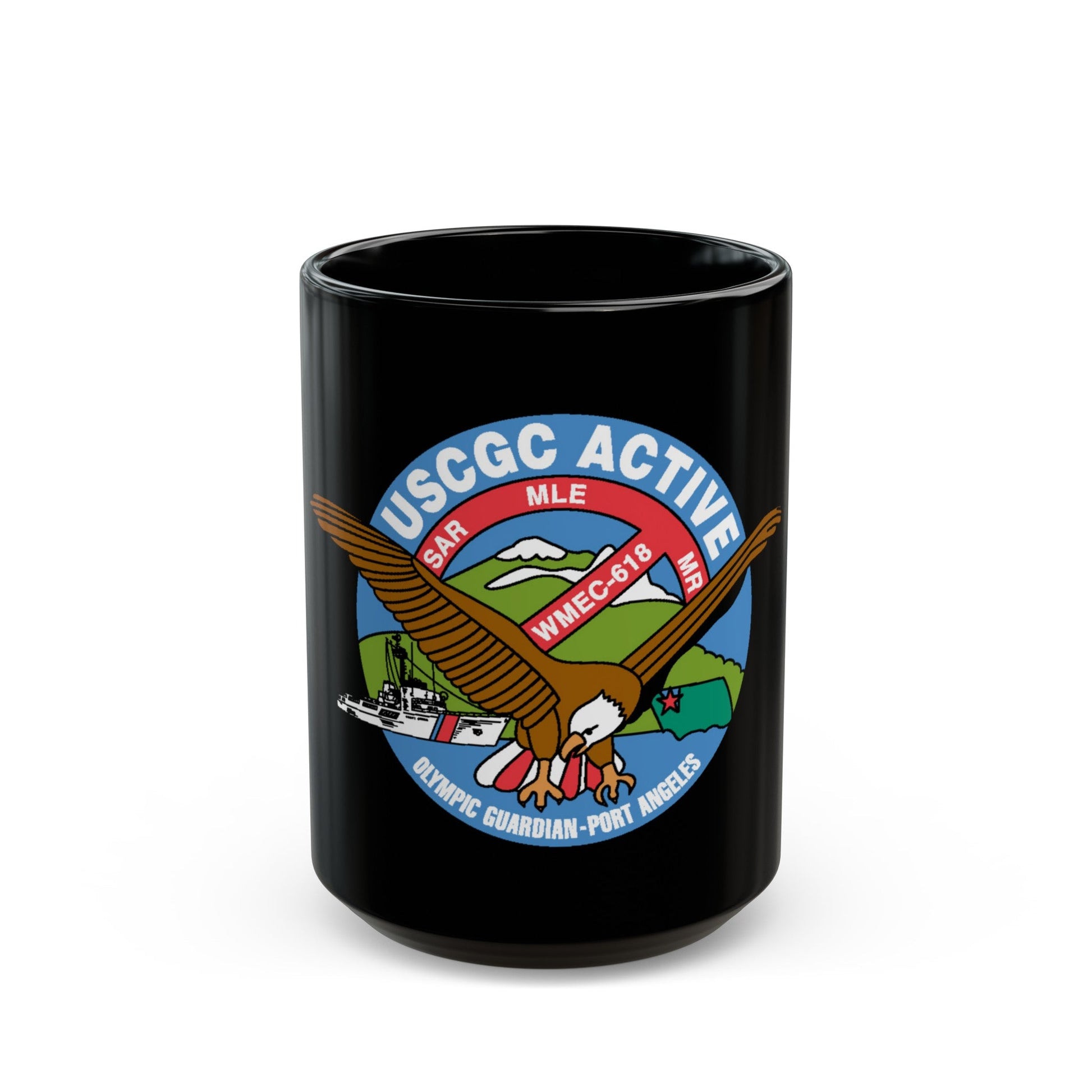 USCGC Active WMEC 618 (U.S. Coast Guard) Black Coffee Mug-15oz-The Sticker Space