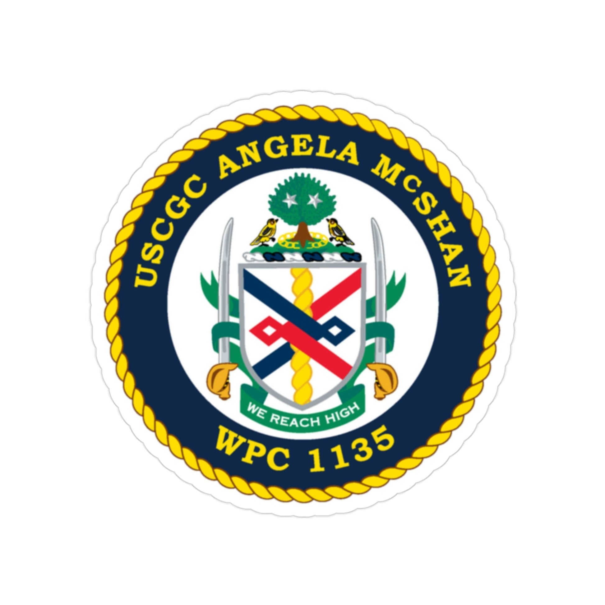 USCGC ANGELA McSHAN WPC 1135 (U.S. Coast Guard) Transparent STICKER Die-Cut Vinyl Decal-2 Inch-The Sticker Space