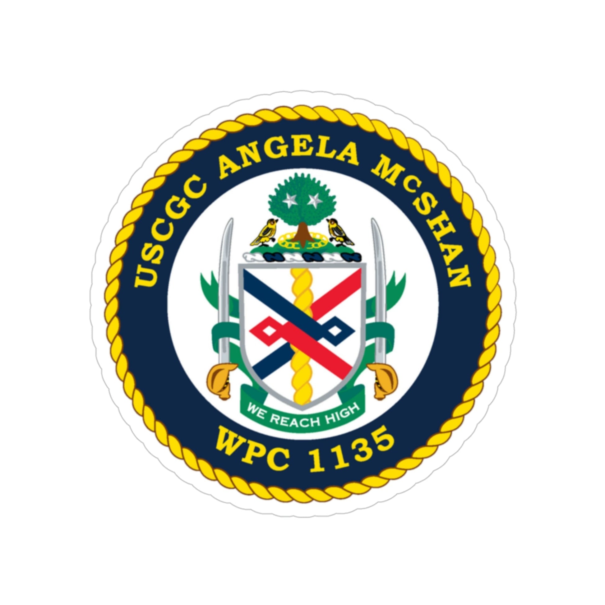 USCGC ANGELA McSHAN WPC 1135 (U.S. Coast Guard) Transparent STICKER Die-Cut Vinyl Decal-3 Inch-The Sticker Space