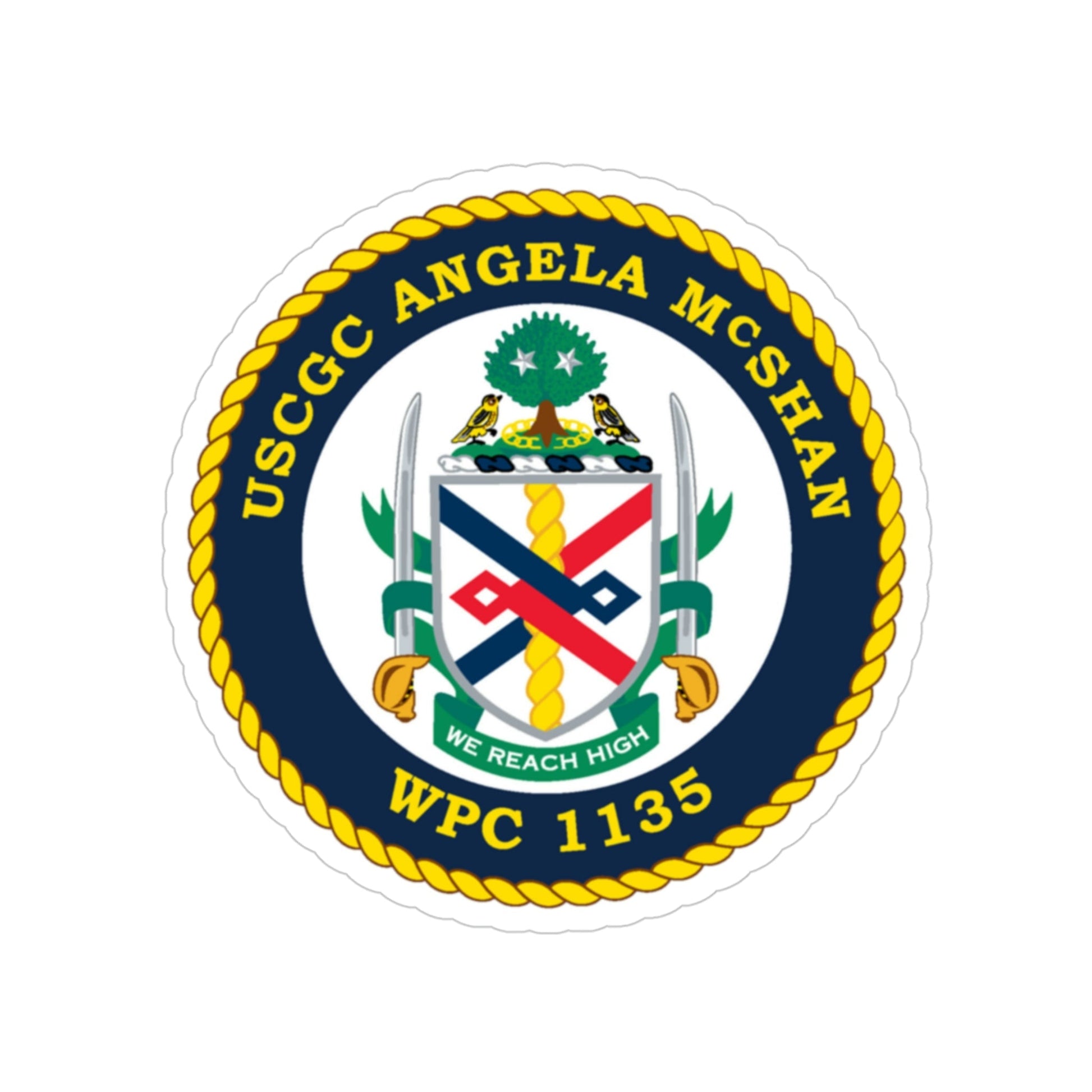 USCGC ANGELA McSHAN WPC 1135 (U.S. Coast Guard) Transparent STICKER Die-Cut Vinyl Decal-4 Inch-The Sticker Space